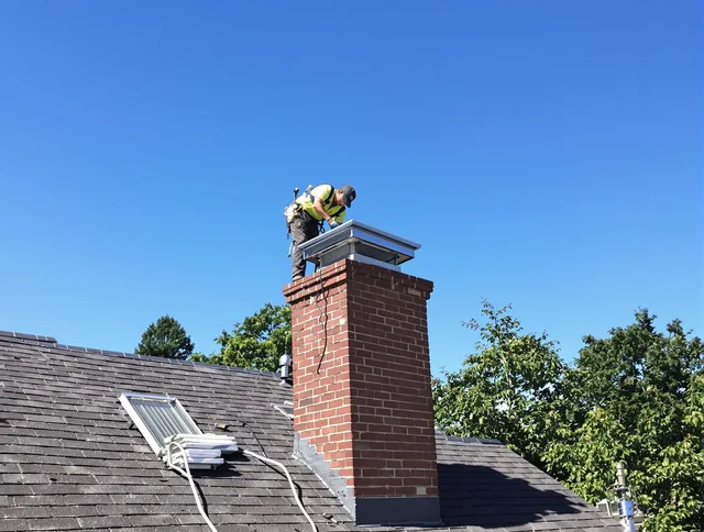 San Juan Capistrano Chimney Sweep technician measuring a chimney cap in San Juan Capistrano, CA