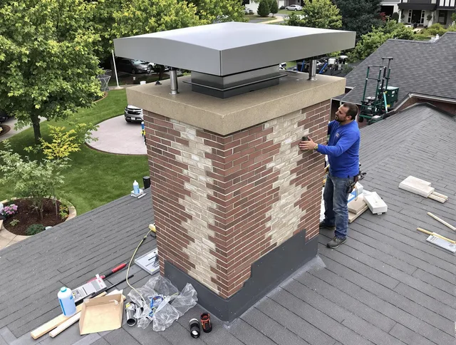 San Juan Capistrano Chimney Sweep team working on a custom chimney remodel in San Juan Capistrano, CA
