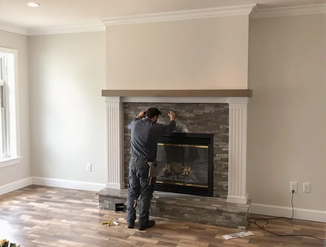 San Juan Capistrano Chimney Sweep finishing a custom fireplace install in San Juan Capistrano, CA